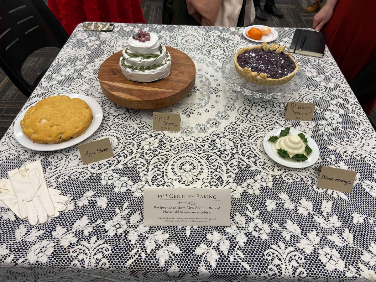 Display from the March Madness event on 19th Century Baking featuring recipes from Mrs. Beeton's Book of Household Management (1861)