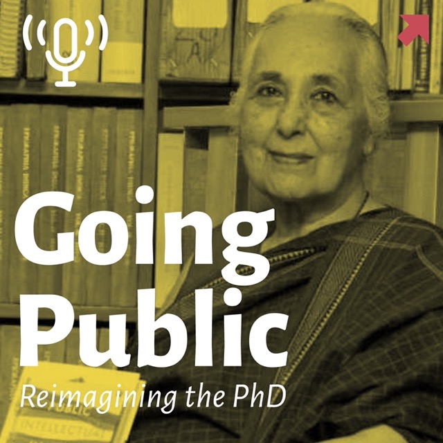Romila Thapar photograph with Going Public written over it