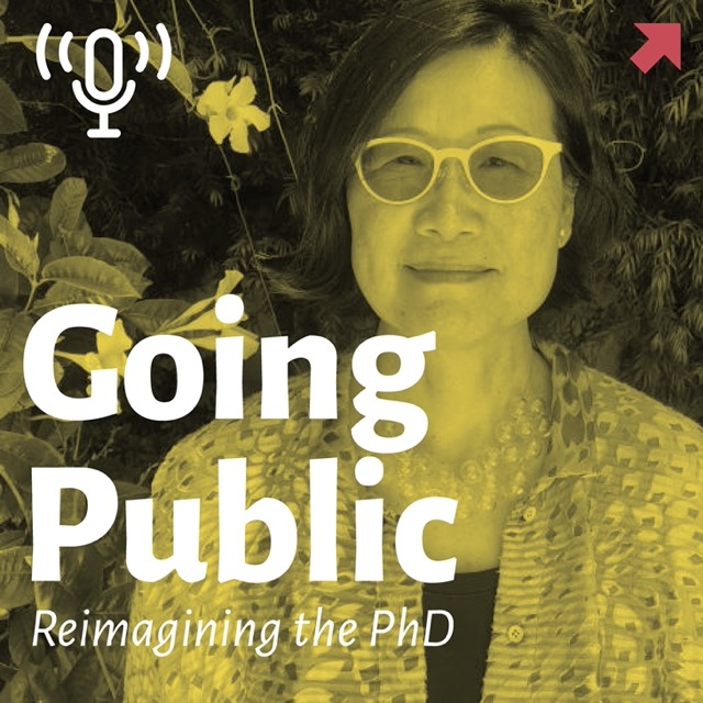 Photograph of Shu-Mei Shih with "Going Public" written over it