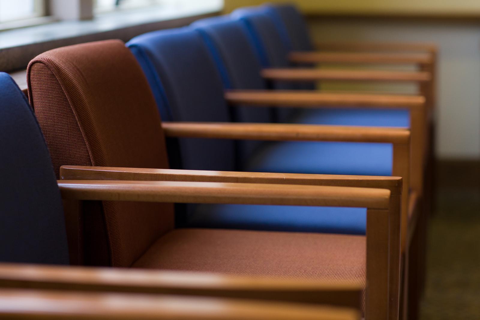 row of empty chairs