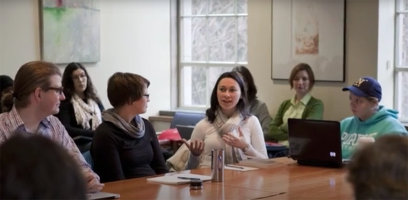 Members of the Teaching with Technology interest group talk.