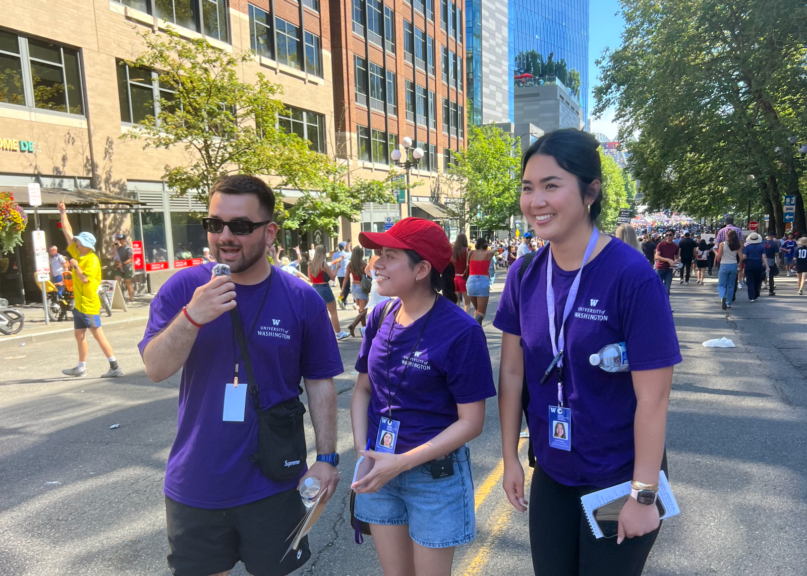 Three students in downtown Seattle