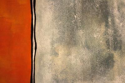 Abstract painting in grey and orange