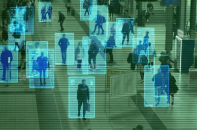 Surveillance interface using artificial intelligence scanning crowd at train station