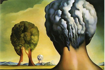 Painting of heads and trees