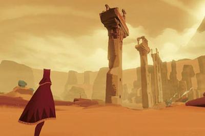 A screenshot from a video game showing a desert scene.