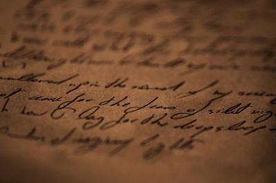 Close-up of cursive writing on paper