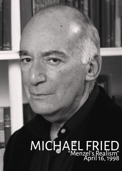 A black and white image of Michael Fried looking into the camera.