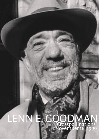 A black and white image of Lenn Goodman wearing a hat.