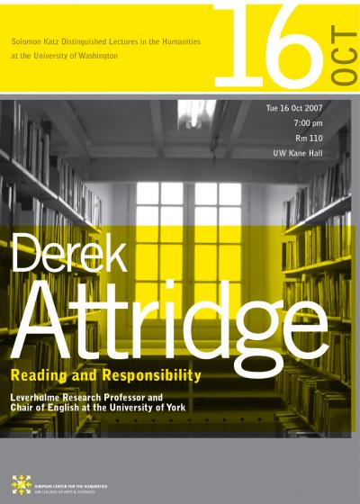 Derek Attridge Katz Lecture Poster
