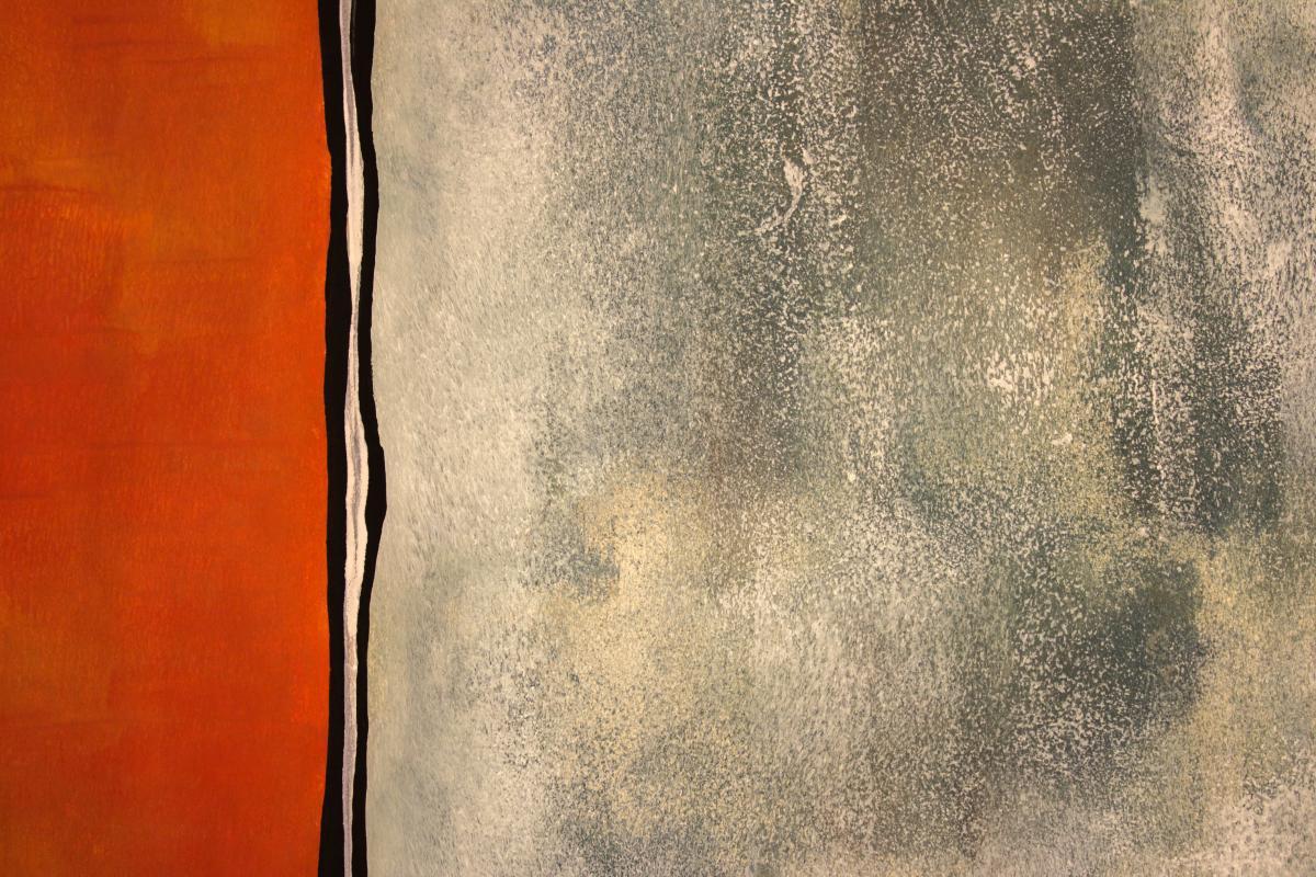 Abstract painting in grey and orange