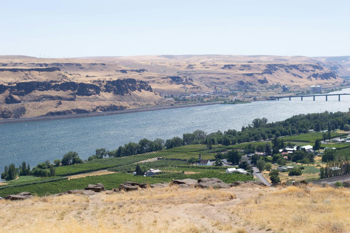 Rural landscape on river