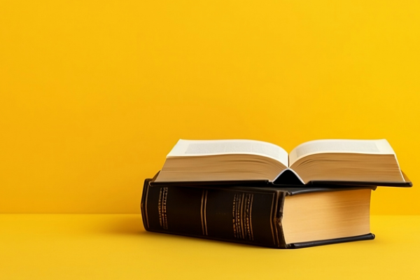 two books against a yellow background