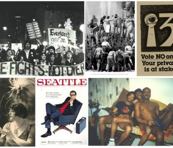Collage of images from the LGBTQ Activism in Seattle History Project and the Northwest Lesbian and Gay History Museum Project.