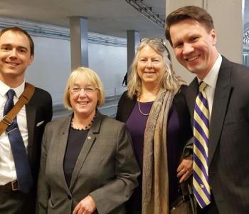 Senator Patty Murray at the US Capitol with Jon Hiskes and Andy Nestingen of the Simpson Center and Lela Hilton of the Clemente Course in the Humanities.