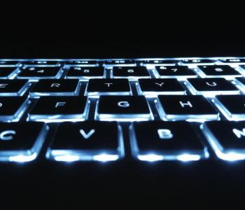 Backlit keys on a keyboard.