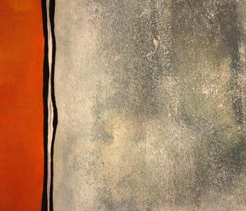 Abstract painting in grey and orange
