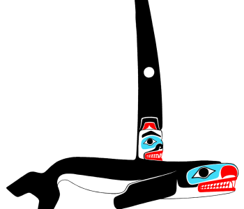 Image of Bill Holm Center for the Study of Northwest Native Art logo with Howkan Whale design.