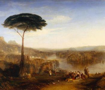 Painting of a large tree in the countryside named Childe Harold's Pilgrimage by Joseph Mallord William Turner.