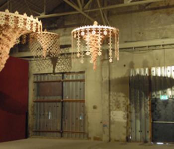 Art installation of chandelier sculptures by Hema Upadhyay