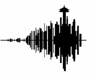Sound waves in the shape of the Seattle city skyline
