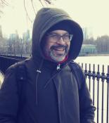 Portrait of José Alaniz in wintertime New York from 2018